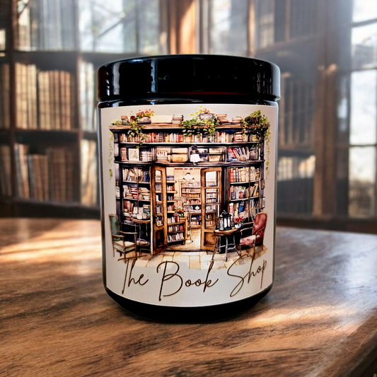 The Book Shop Handmade Soy Candle Front