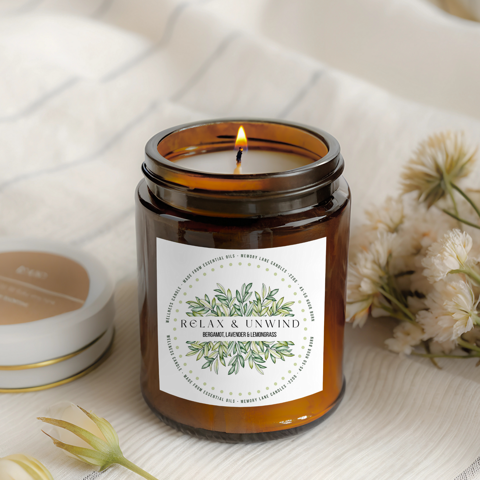 Amber Candle Jar on blanket