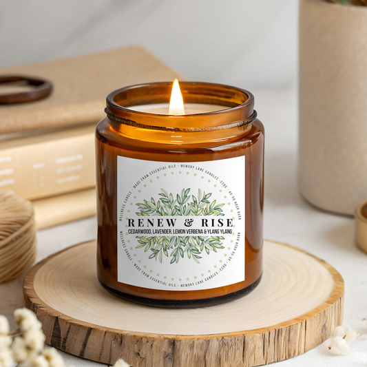 Amber Candle Jar on Wood Slice